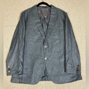 Alexander Eton‎ Sport Coat Mens 56 42R Blue 100% Silk Two Button Carlo Barbera